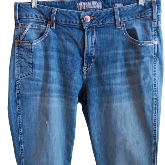 Ariat Women's Jeans 33R Perfect Rise Boot Rebar Distress Fade Bootcut 36x32 - Picture 2 of 9